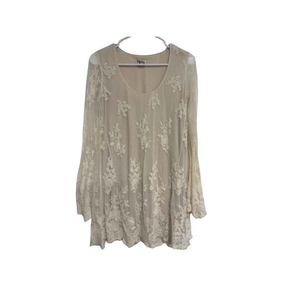 Show Me Your MuMu Fannie Flow Dress XS Embroidered Lace Mesh Boho Mini Dress